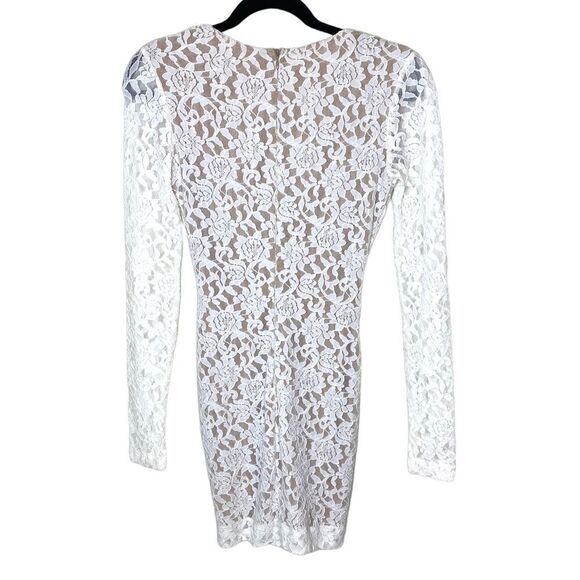 COSMOPOLITAN Dress The Population Adian White Lace Twist Bodycon Dress - Picture 13 of 14
